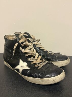 Golden Goose Francy Black Gloss High Top Sneakers Leather READ 39 9